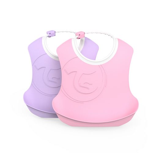Baberos Twistshake 2X 4+M Rosado Y Morado Pastel