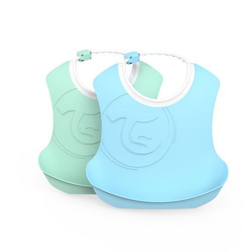 Baberos Twistshake 2X 4+M Azul Y Verde Pastel