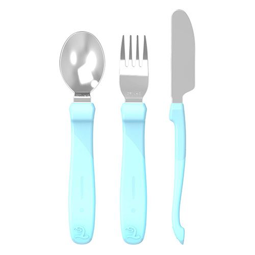 Cubiertos De Aprendizaje De Acero Inoxidable 12+M Azul