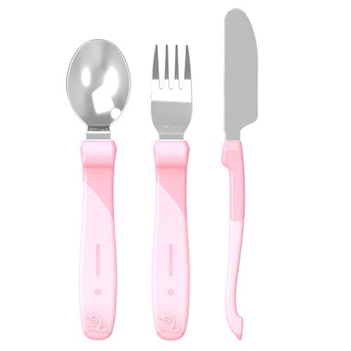 Cubiertos De Aprendizaje De Acero Inoxidable 12+M Rosado