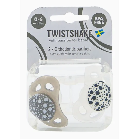Chupones Twistshake 2X Blanco Y Gris Pastel  0-6m